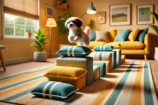 Atividades de Gincana em Casa com Desafios Simples para Cães de Menor Porte