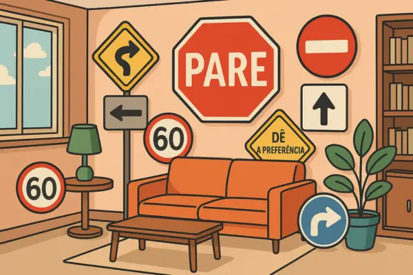 Oficina de Sinais de Trânsito Caseiros com Cartolina para Criar Caminhos Imaginários