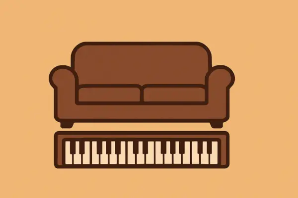 Guardando o Teclado Musical para Acesso Fácil Debaixo do Sofá sem Acumular Poeira